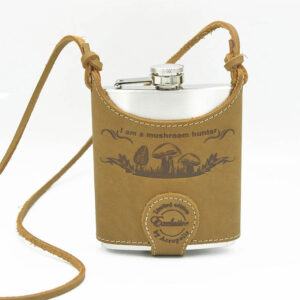 Flask for drinks in a leather case «I am a mushroom hunter», 210ml - FL-10g