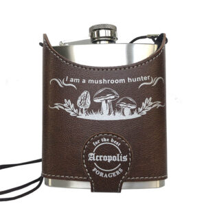 Flask for drinks in eco leather case «I am a mushroom hunter», 210ml - FL-10zg